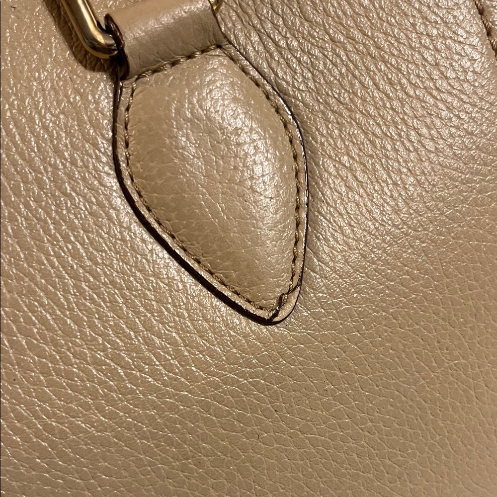 MCM Beige Leather Satchel with Gold Accents - Picture 13 of 16